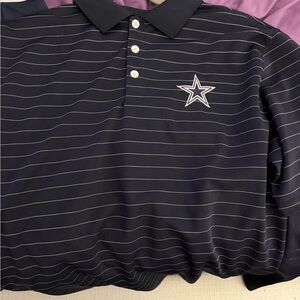 Men's Navy Dallas Cowboys Striped Polo Shirt